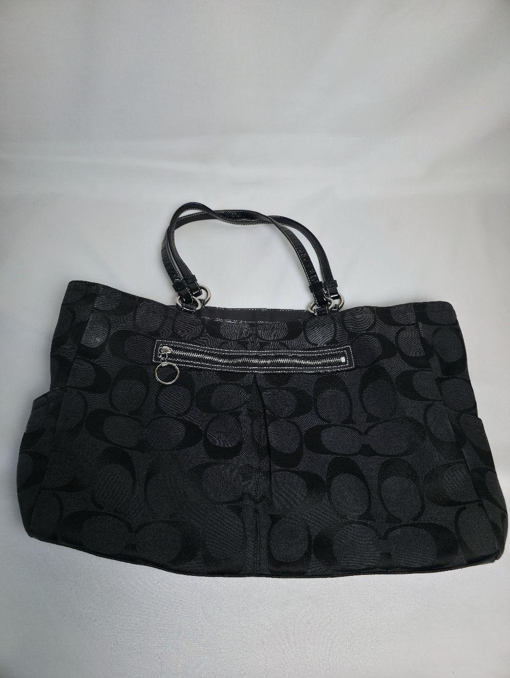 PROJECT Coach Black Canvas Tote 'C' Monogram Huge Shoulder Laptop Diaper Bag Y2K - Picture 2 of 16